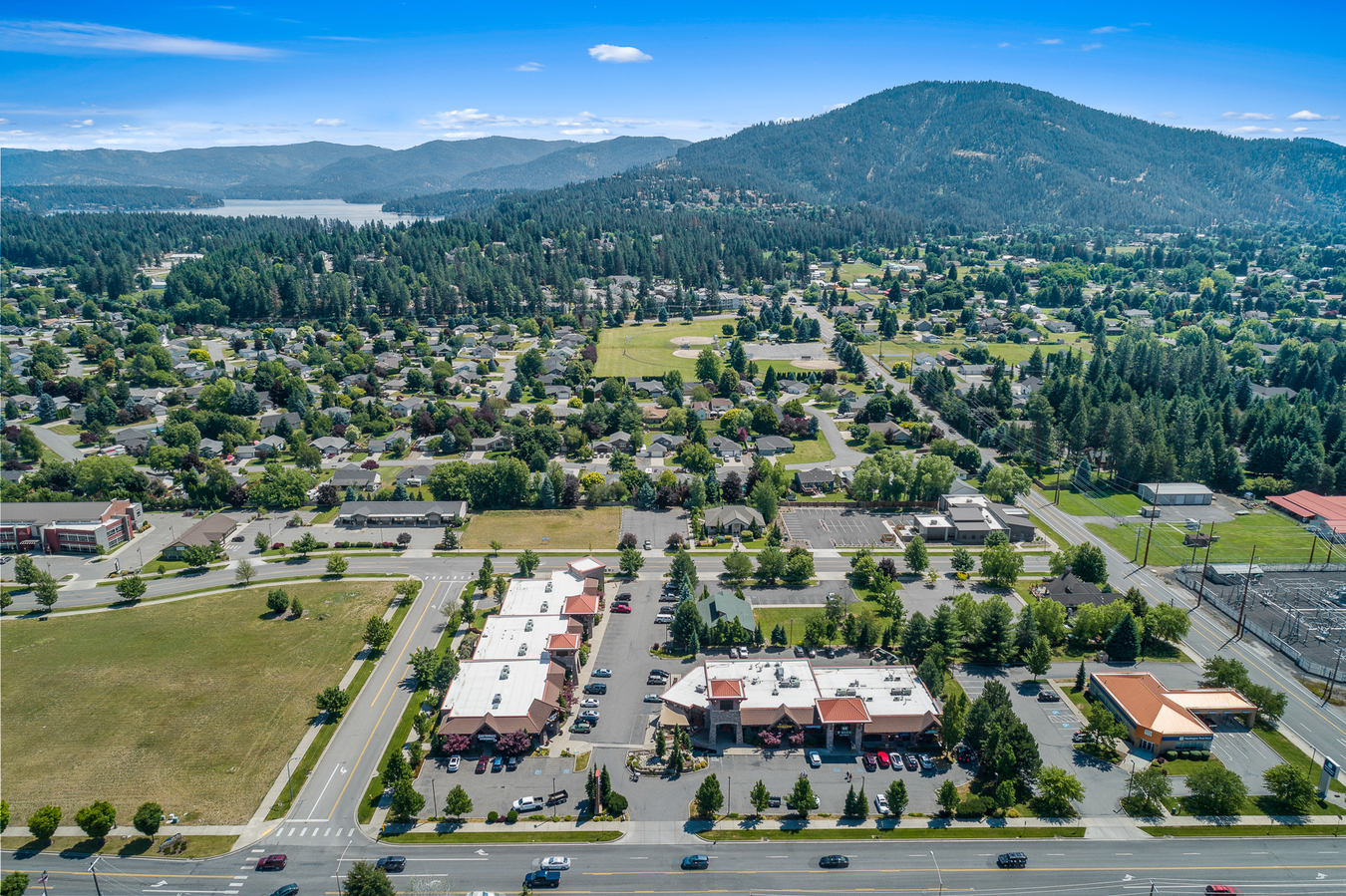 Aerial View with Hayden Lake in Background